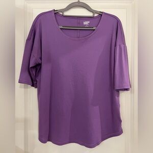 Lands' End Women's Purple Classic Boatneck, Elbow Sleeves Tee - Like New